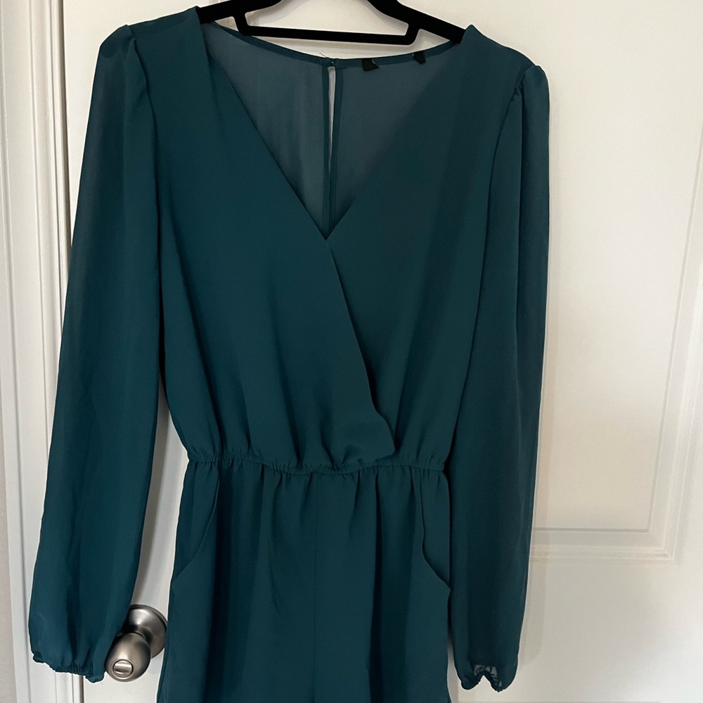 Teal Long Sleeve Romper (shorts length) - Picture 4 of 4